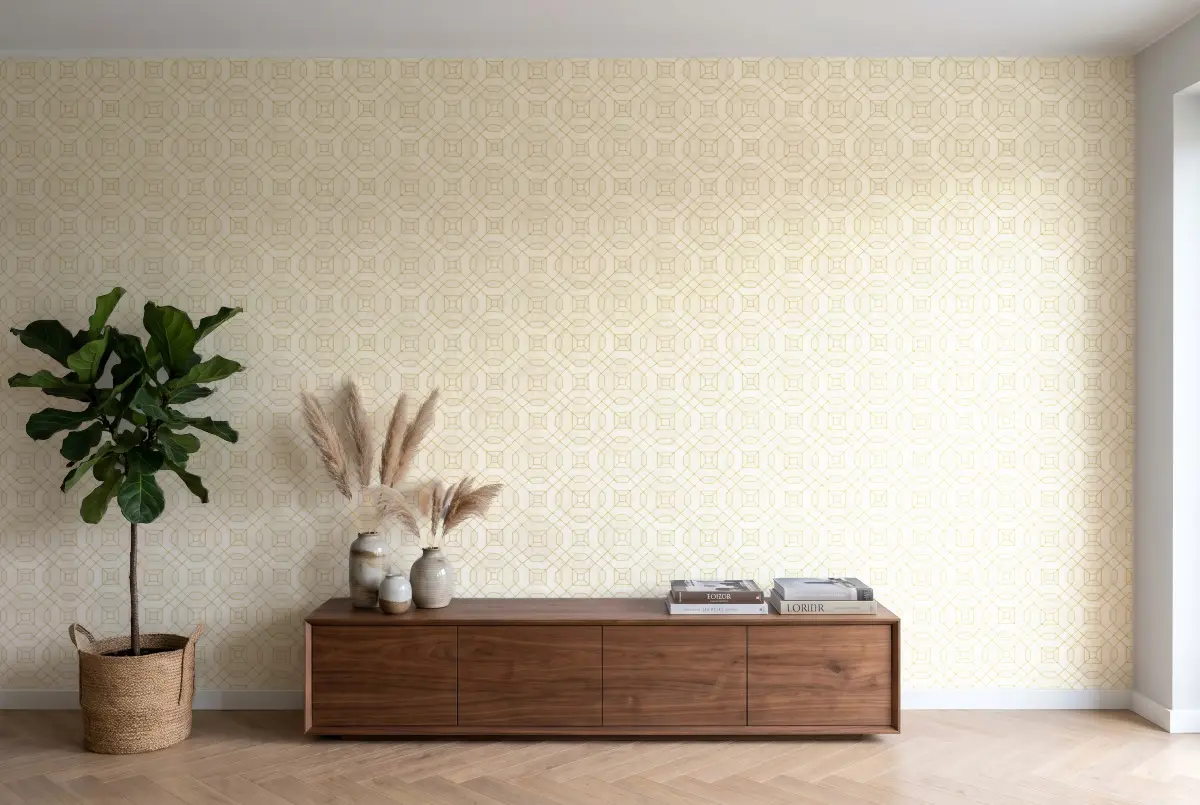 Шпалери Galerie MetallFX геометрія крем (code B) W78216 в інтер'єрі