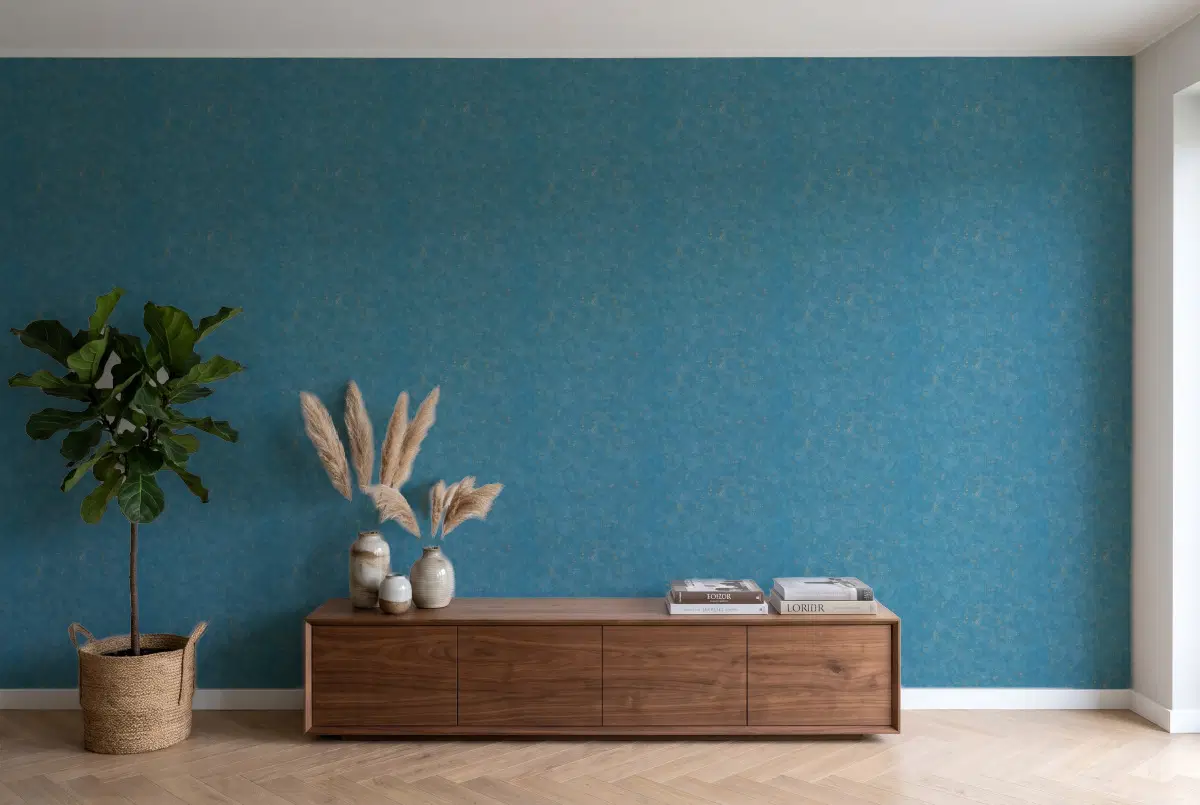 Шпалери Texdecor Beton2 бетон синьо-бірюзове золото BTO101496020 в інтер'єрі