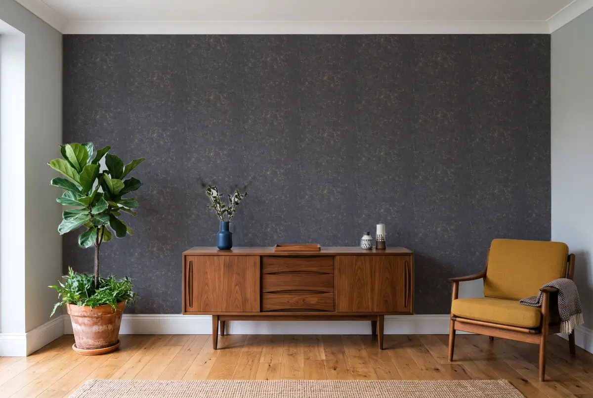 Шпалери Texdecor Beton2 чорне золото BTO101499125 в інтер'єрі