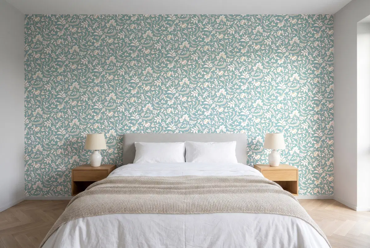 Шпалери Texdecor Mystery цветок пиона небесный MYY101586007 в інтер'єрі