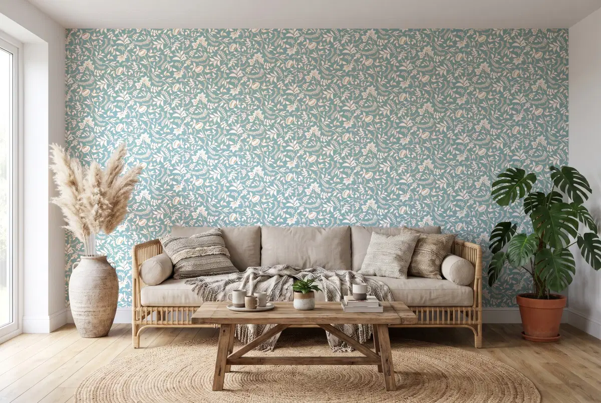 Шпалери Texdecor Mystery цветок пиона небесный MYY101586007 в інтер'єрі