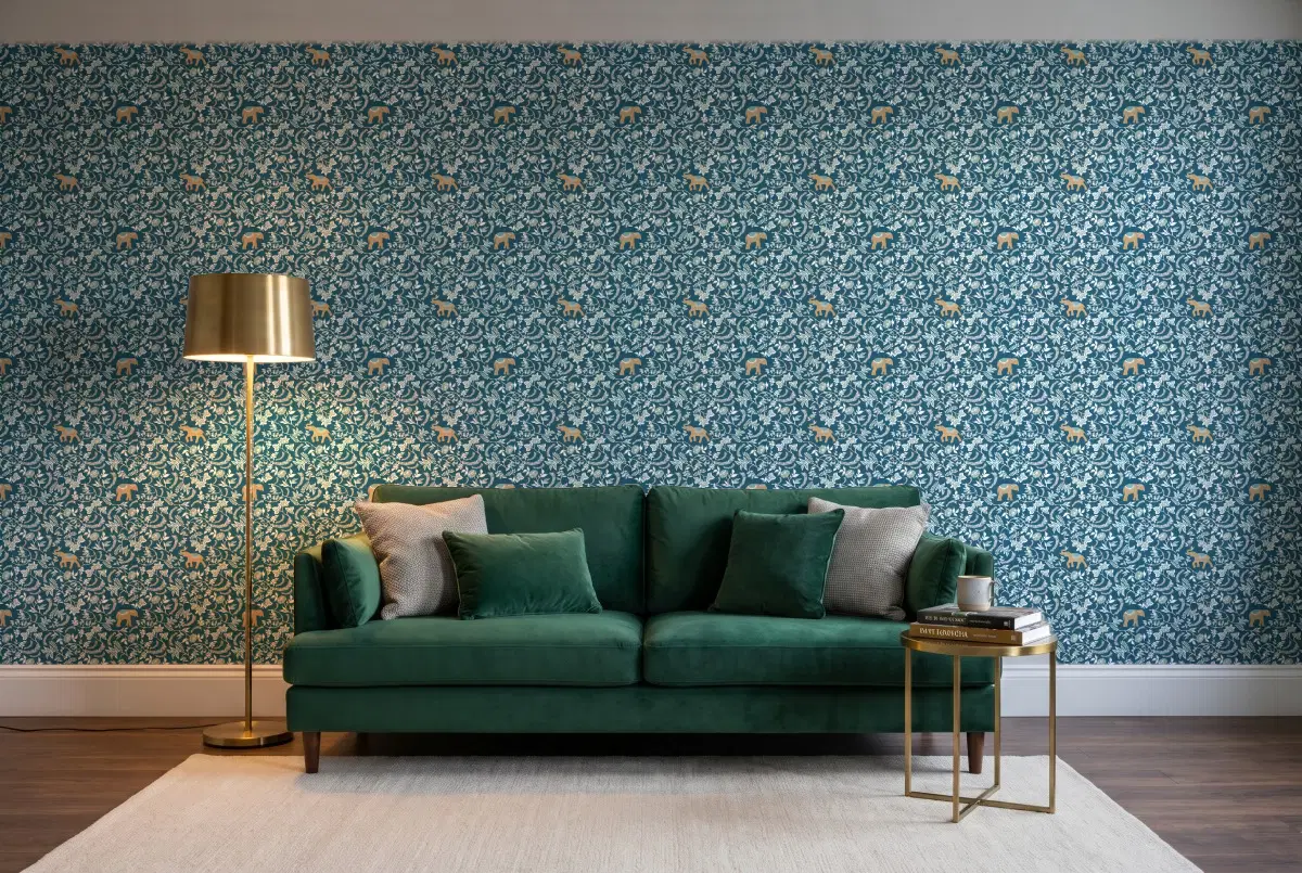 Шпалери Texdecor Mystery слон синька MYY101596501 в інтер'єрі