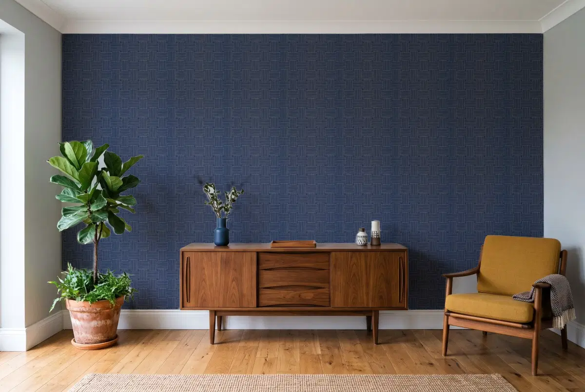 Шпалери Texdecor Mystery графика синій MYY101646328 в інтер'єрі