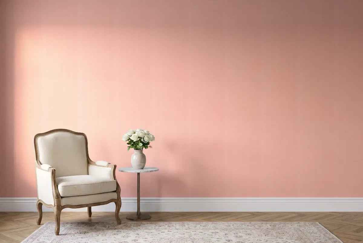 Шпалери Texdecor Natte рогожка оранжево-рожевий NAE101564240 в інтер'єрі