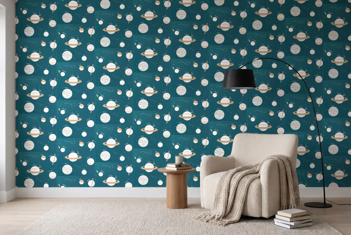 Шпалери Texdecor Our Planet планеты фаянс OUP101906011 в інтер'єрі