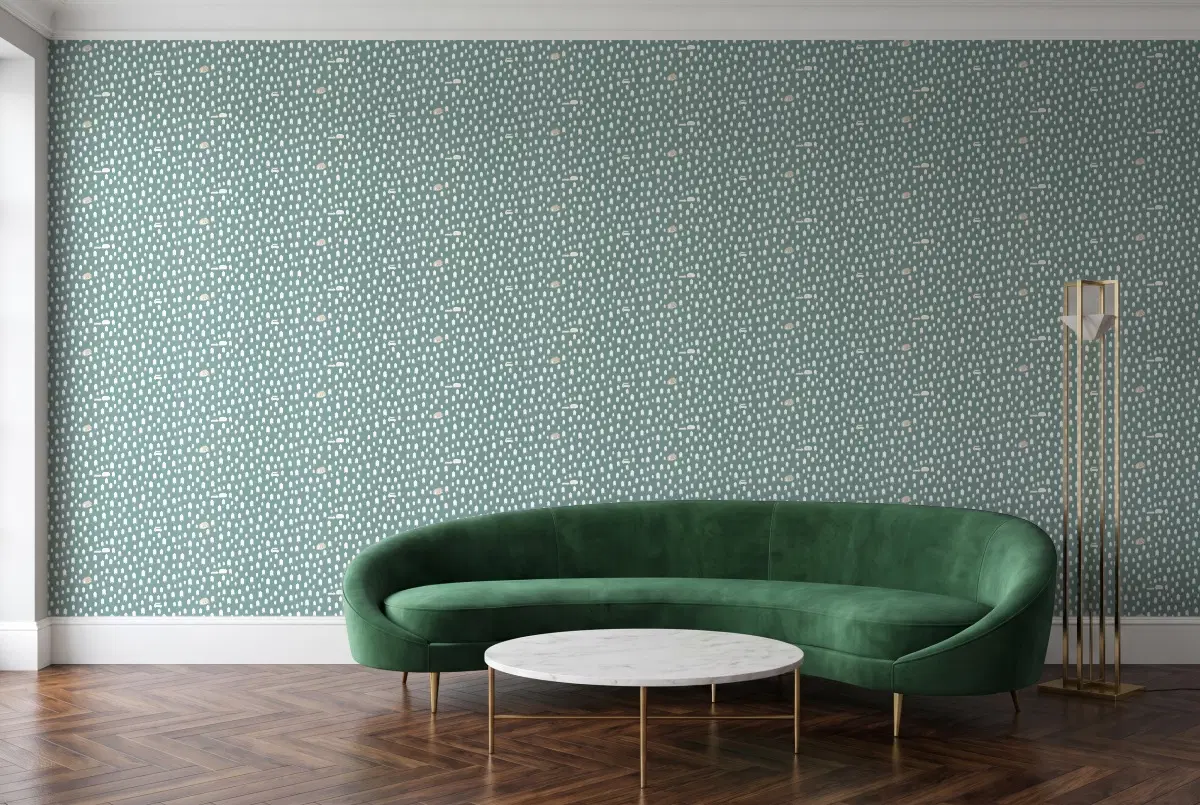 Шпалери Texdecor Our Planet Тайга сине-зелений OUP101977134 в інтер'єрі