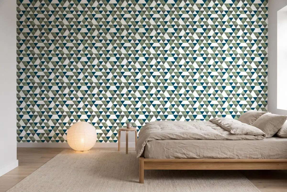 Texdecor Our Planet геометрія сине-зелений OUP102007432 в інтер'єрі
