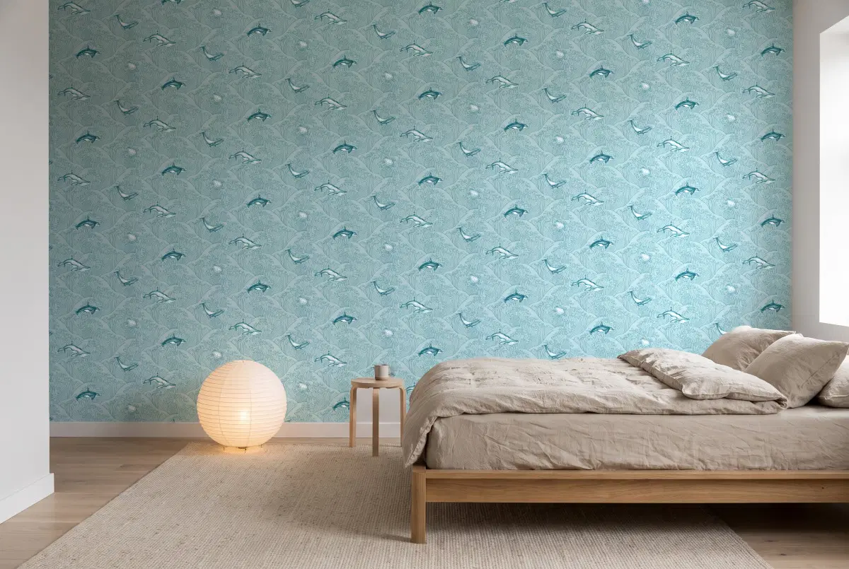 Шпалери Texdecor Our Planet киты блакитний OUP102017138 в інтер'єрі