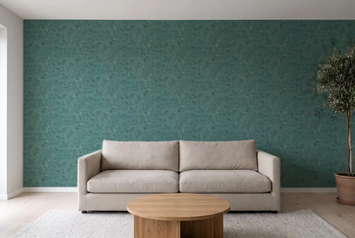 Шпалери Texdecor Patine2 штукатурка королевський зелений PAE103687826 в інтер'єрі