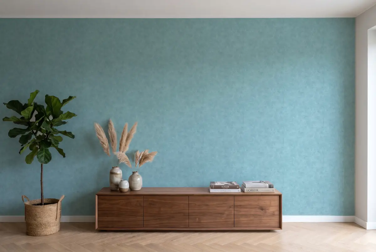 Шпалери Texdecor Patine штукатурка аквамарин PAI100226230 в інтер'єрі