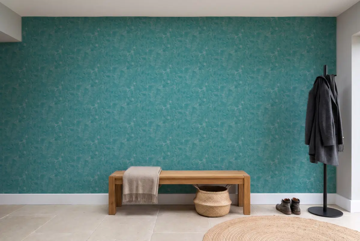 Шпалери Texdecor Patine штукатурка сине зелений PAI100226360 в інтер'єрі