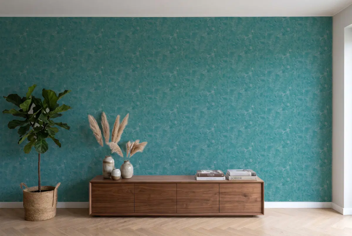 Шпалери Texdecor Patine штукатурка сине зелений PAI100226360 в інтер'єрі