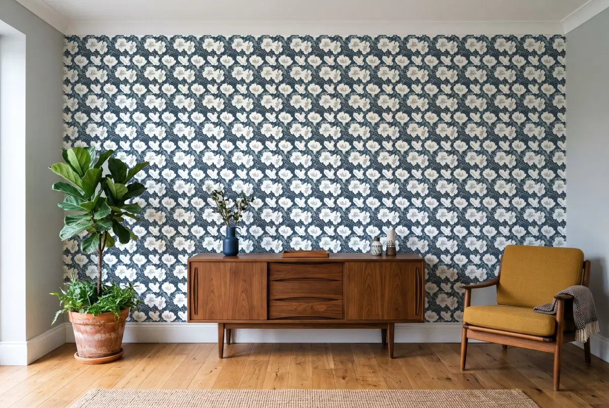 Шпалери Texdecor PtB вьюнок синій PTB101796166 в інтер'єрі