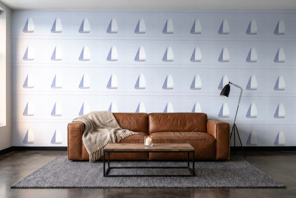 Шпалери Texdecor Rose & Nino кант кораблики блакитний RONI85676489 в інтер'єрі
