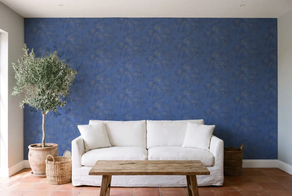 Шпалери Texdecor Stone кобальтовая синь STNE80836370 в інтер'єрі