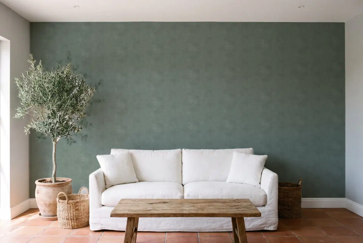Texdecor Stone серо-зелений STNE80837337 в інтер'єрі