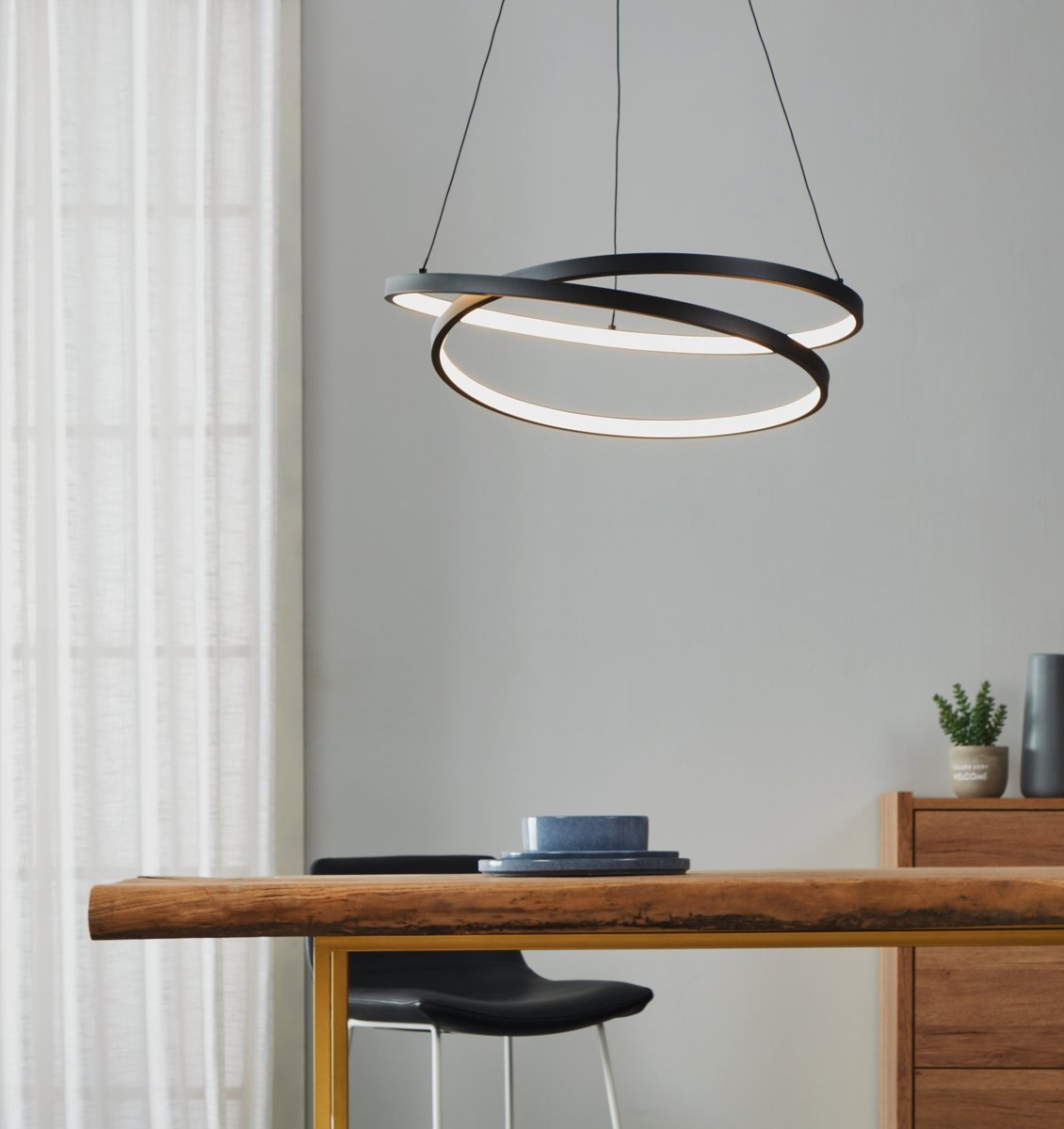 EGLO Світильник підвіс/1 37W LED чорний/білий "Рутел"
