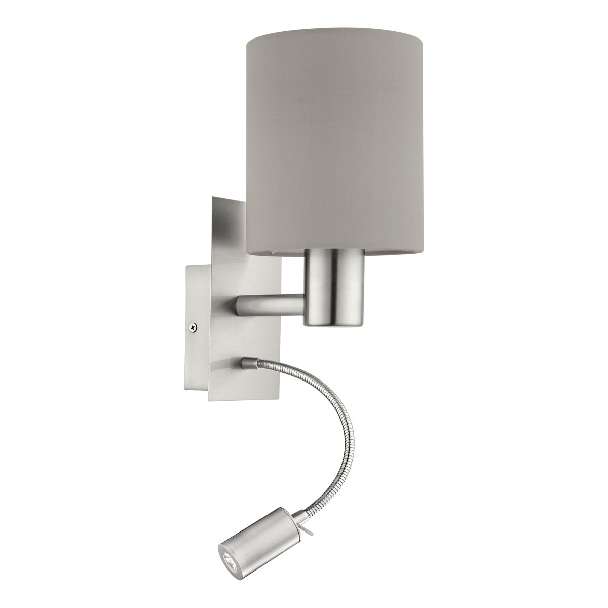 EGLO Бра/2 40W E27, 3,5W LED сірий "Пастері"