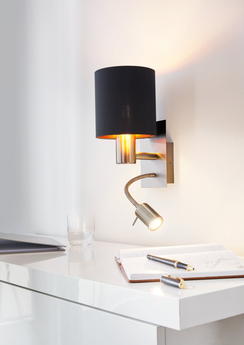 EGLO Бра/2 40W E27, 3,5W LED чорний "Пастері"